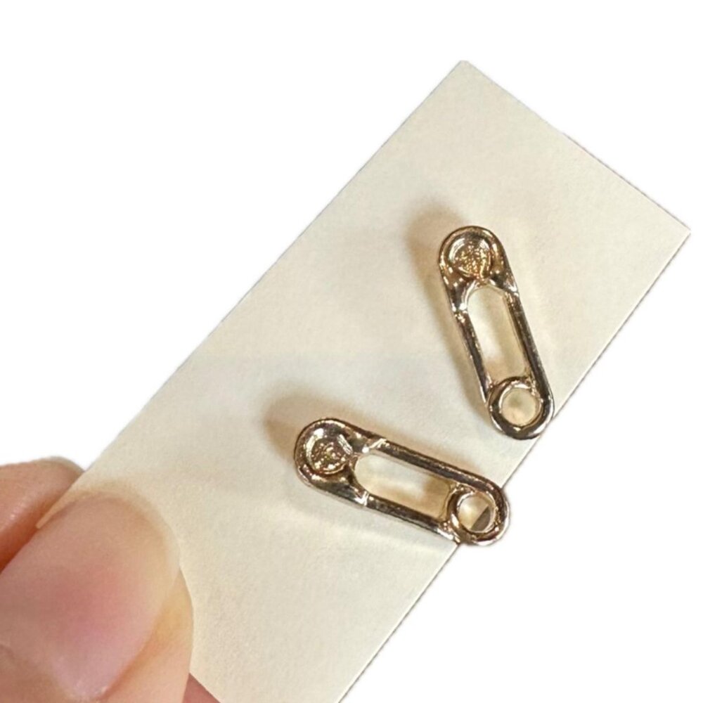 Safety pin gold stud earrings